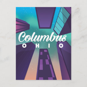 Kolumbus Ohio Wolkenkratzer Reiseplakat drucken. Postkarte