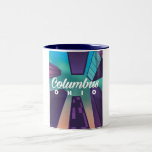 Kolumbus Ohio Wolkenkratzer Reiseplakat drucken. Zweifarbige Tasse
