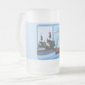 Kolumbus segelt im Ozean Blue - Mattglas Bierglas (Vorderseite Links)