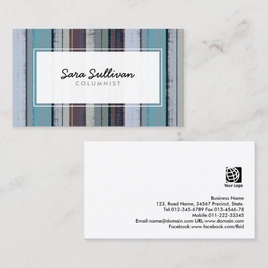 Kolumnist Retro Stripe Muster Publishing Visitenkarte (Vorne/Hinten)