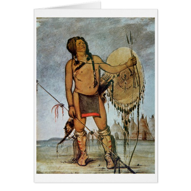 Komanche-Krieger mit einem Schild, einer Lanze und (Vorne)