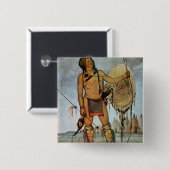 Komanche-Krieger mit einem Schild, einer Lanze und Button (Vorne & Hinten)