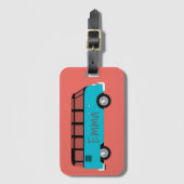 Kombi Van in blau und orange mit Namen Gepäckanhänger (Vorderseite Vertikal)