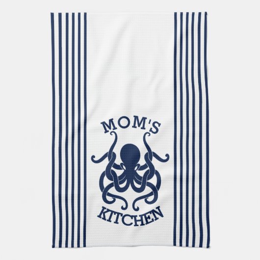 Kombination aus blauem und weißem Oktopus und Stre Geschirrtuch (Vertikal)