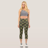 Kombination aus Tiefenwald und Gelb Capri Leggings (Vorderseite)
