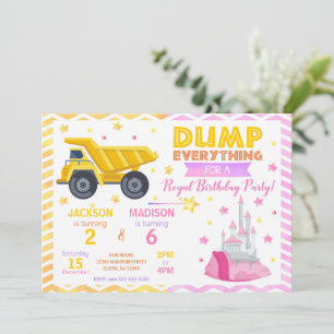 Kombinierte Bau-& Prinzessinnen-Geburtstagseinladu Einladung