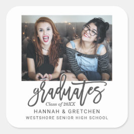 Kombinierter Abschluss mit Foto Quadratischer Aufkleber