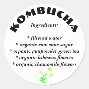 Kombucha Liste der Inhaltsstoffe Stickers