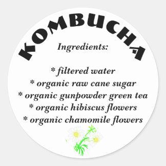 Kombucha Liste der Inhaltsstoffe Stickers
