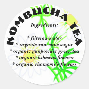 Kombucha Tee - Individuelle Zutaten Rundkleber Runder Aufkleber
