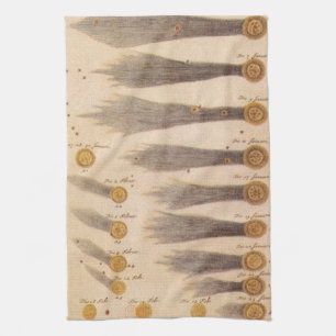 Kometen von Stanislaw Lubieniecki, Vintage Astrono Geschirrtuch