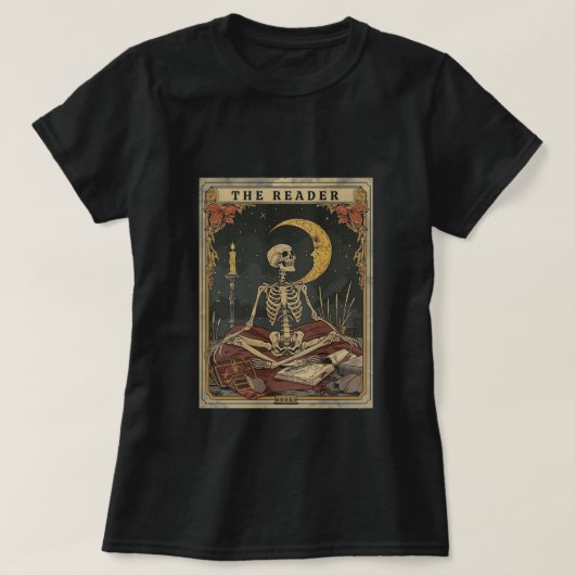 Komfort des Reader Tarot Card Shirt Skeleton Readi (Design vorne)