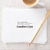 Komfort & Freude Foto und Name Moderne Weihnachten Adressaufkleber (Insitu)