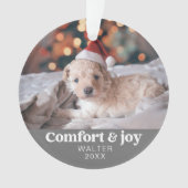 Komfort & Freude Foto und Name Moderne Weihnachten Ornament (Vorderseite)