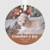 Komfort & Freude Foto und Name Moderne Weihnachten Ornament (Rückseite)