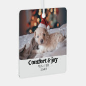 Komfort & Freude Foto und Name Moderne Weihnachten Ornament Aus Metall (Vorderseite Rechts)
