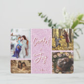 Komfort & Freude in rosa Foto Weihnachtskarte Einladung (Stehend Vorderseite)