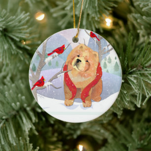 KOMFORT & FREUDE mit Jahres- glattem Chow-Ornament Keramik Ornament