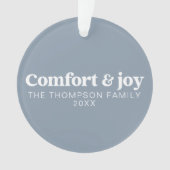 Komfort & Freude Moderner Minimal Dusty Blauer Wei Ornament (Vorderseite)
