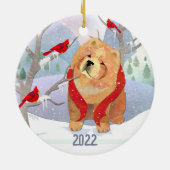 KOMFORT & JOY mit dem Jahr-glatten Chow-Ornament Keramik Ornament (Hinten)