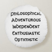 Komfort-Kissen: Ihr innerer Schütze einbinden Rundes Kissen (Rückseite)