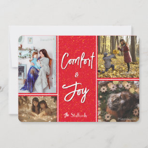 Komfort und Freude am Roten Foto Weihnachtskarte Einladung