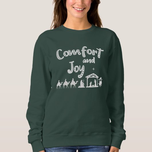 Komfort-und Freude-christlicher WeihnachtsNativity Sweatshirt (Vorderseite)