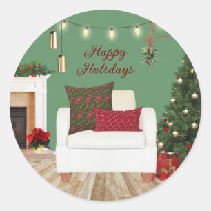 Komfort und Freude im Sessel Runder Aufkleber