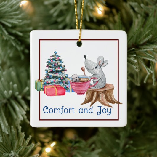 Komfort und Freude Maus mit Tea-Ornament Keramikornament (Baum)