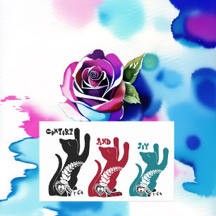 Komfort und Freude Weihnachten Segen 3 Katzen bete Rechteckiger Aufkleber