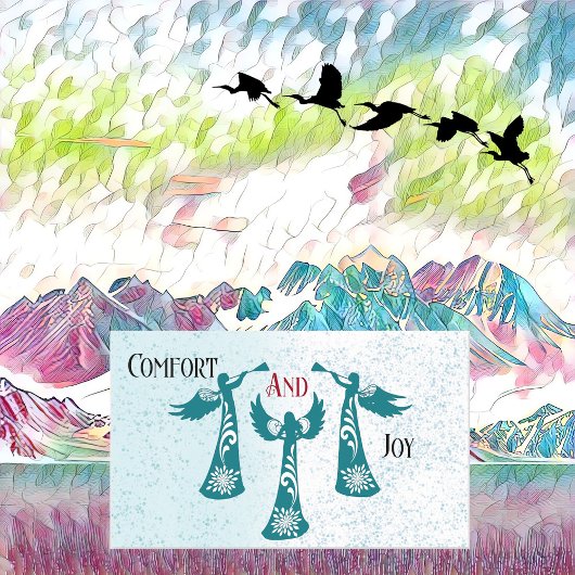 Komfort und Freude Weihnachten Segen Engel beten Rechteckiger Aufkleber