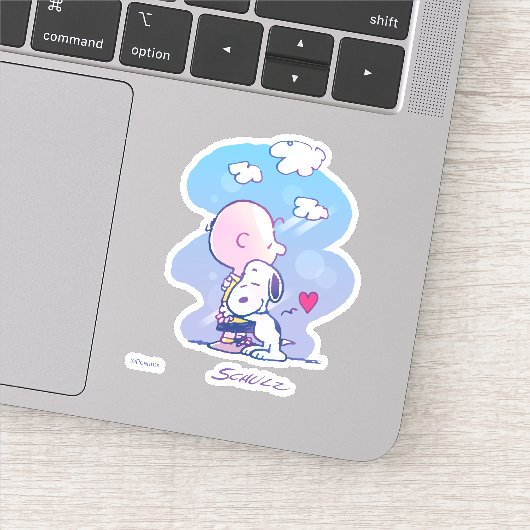 Komfort und Sicherheit | Charlie & Snoopy Hug Aufkleber (Detail)