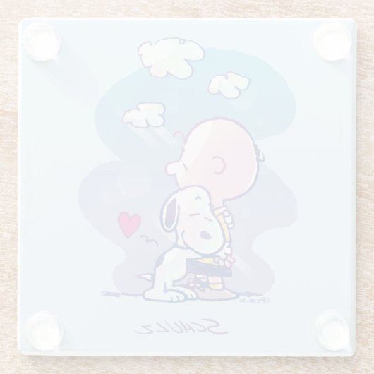 Komfort und Sicherheit | Charlie & Snoopy Hug Glasuntersetzer (Rückseite)
