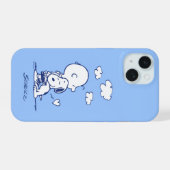 Komfort und Sicherheit | Charlie & Snoopy Hug iPhone 15 Hülle (Rückseite (Horizontal))