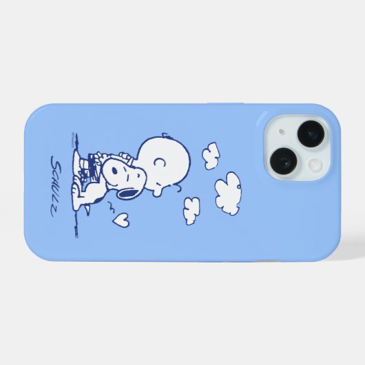 Komfort und Sicherheit | Charlie & Snoopy Hug iPhone 15 Hülle (Rückseite (Horizontal))