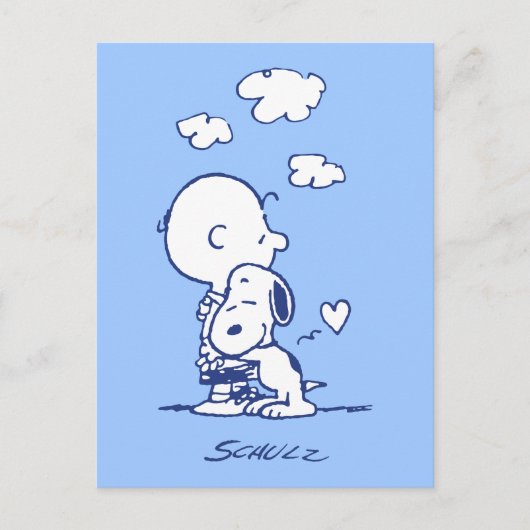 Komfort und Sicherheit | Charlie & Snoopy Hug Postkarte (Vorderseite)