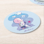 Komfort und Sicherheit | Charlie & Snoopy Hug Runder Pappuntersetzer (Angewinkelt)