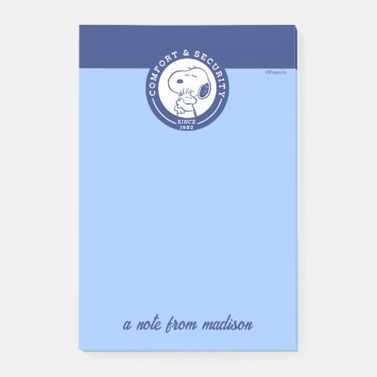 Komfort und Sicherheit | Snoopy & Woodstock Hug Post-it Klebezettel (Vorderseite)