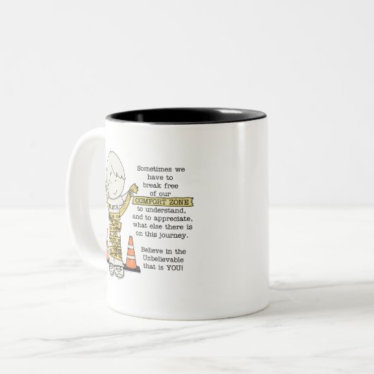 Komfort-Zone Zweifarbige Tasse (Vorderseite Links)