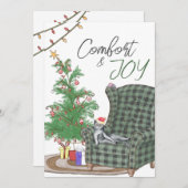 Komfortable Weihnachts Cat Comfort & Joy Holiday C Dankeskarte (Vorne/Hinten)