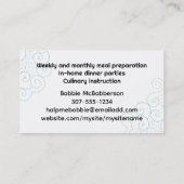 Komfortküche Koch Catering kulinarisch Visitenkarte (Rückseite)