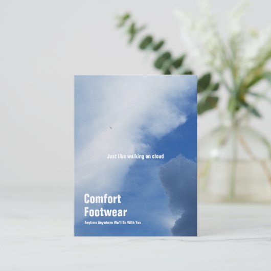 Komfortschuhe in Wolken Postkarte (Stehend Vorderseite)