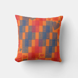 KOMFTIGE PILLOWS - ORANGE BLUE HEARS DESIGNER KISSEN
