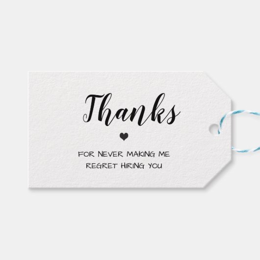 komisch minimalistische Wertschätzung der Mitarbei Geschenkanhänger (Vorderseite (Horizontal))