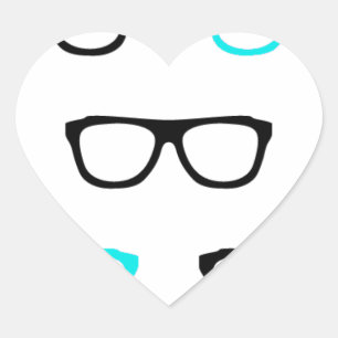 komische Brille blau Nerd Herz-Aufkleber