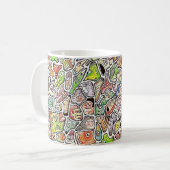 Komische Cartoon-Gesichter Buntstift Kaffeetasse (Vorderseite Links)