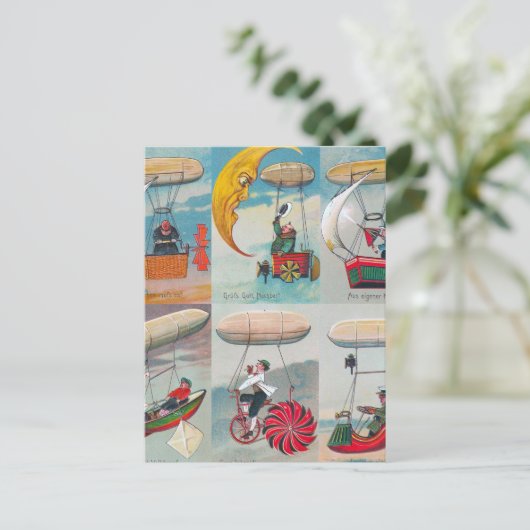 komische Dampfluftmaschinen, verrückte Erfindungen Postkarte (Stehend Vorderseite)