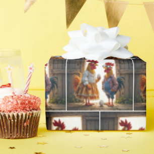 Komische Hühner mit Eiern Geschenkpapier