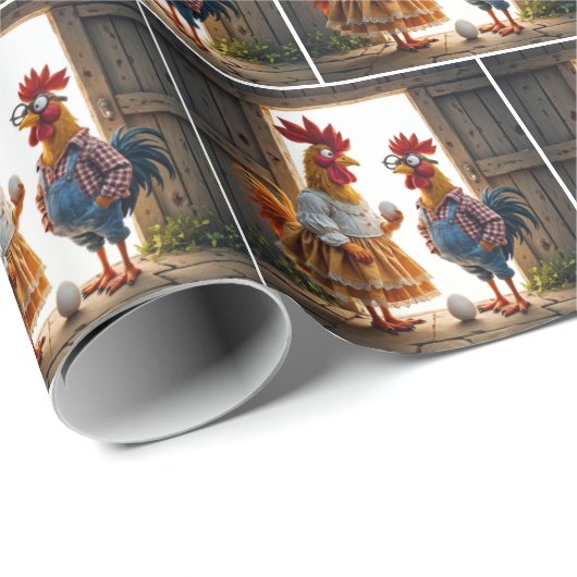 Komische Hühner mit Eiern Geschenkpapier (Rolleneckpunkt)