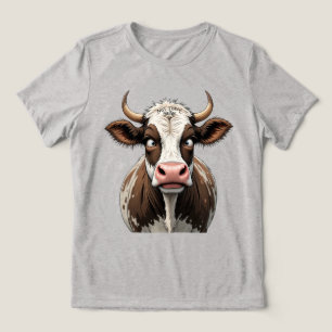 Komische Kuh mit lustiger Schrift auf der Stirn Tri-Blend Shirt